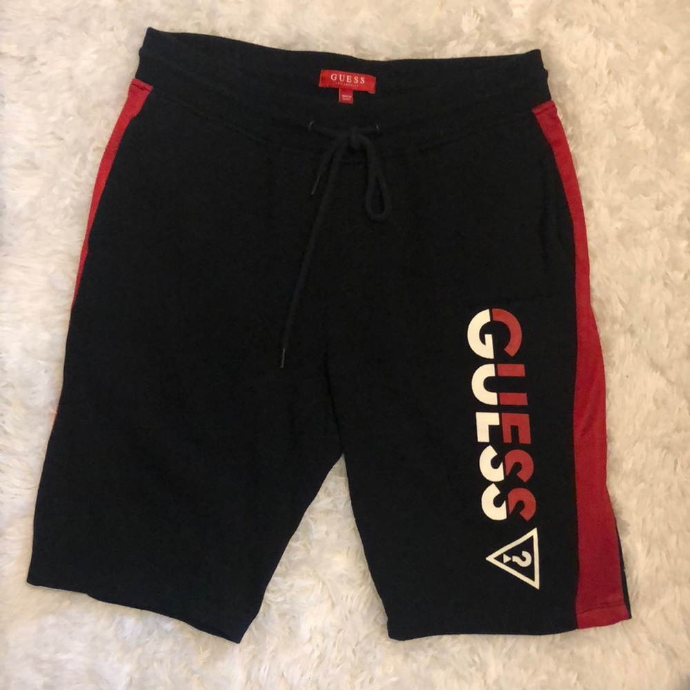 Men’s Guess drawstring cloth shorts medium, black, red, white
